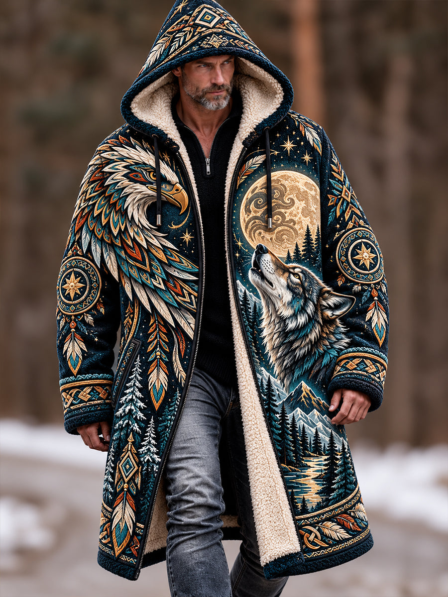 Men's Nordic Forest Animals Fleece Lined Hoodie