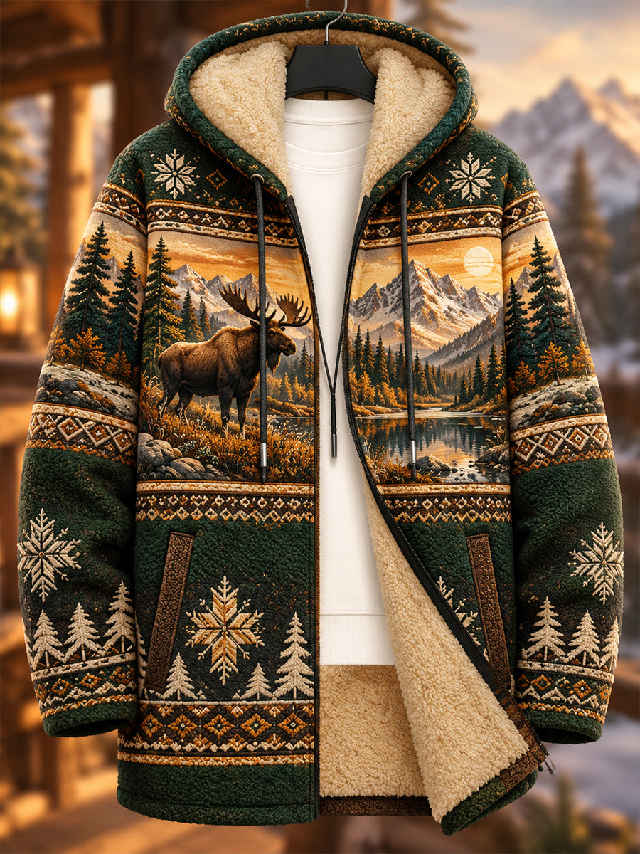 Men's Nordic Forest AnimalsFleece Lined Hoodie
