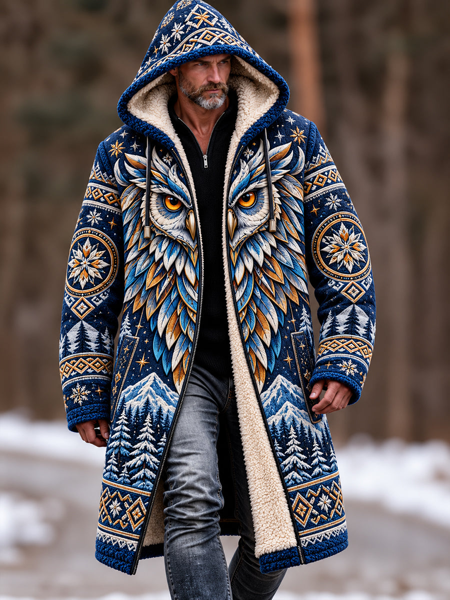 Men's Nordic Forest Animals Fleece Lined Hoodie