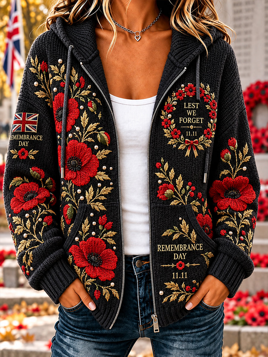 Women's Remembrance Day Print Knit Hoodie