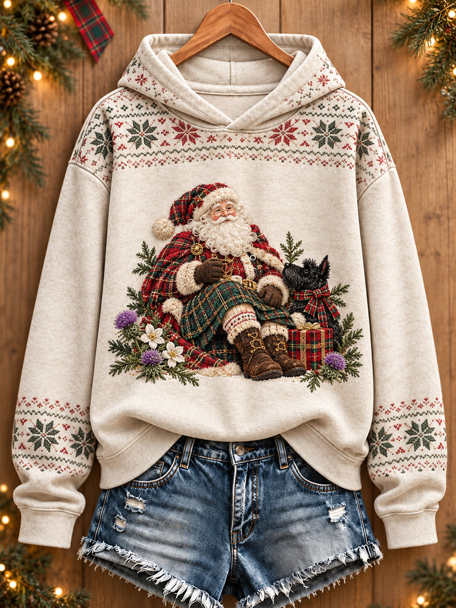 Women's Scotland Christmas Art Printed Hoodie