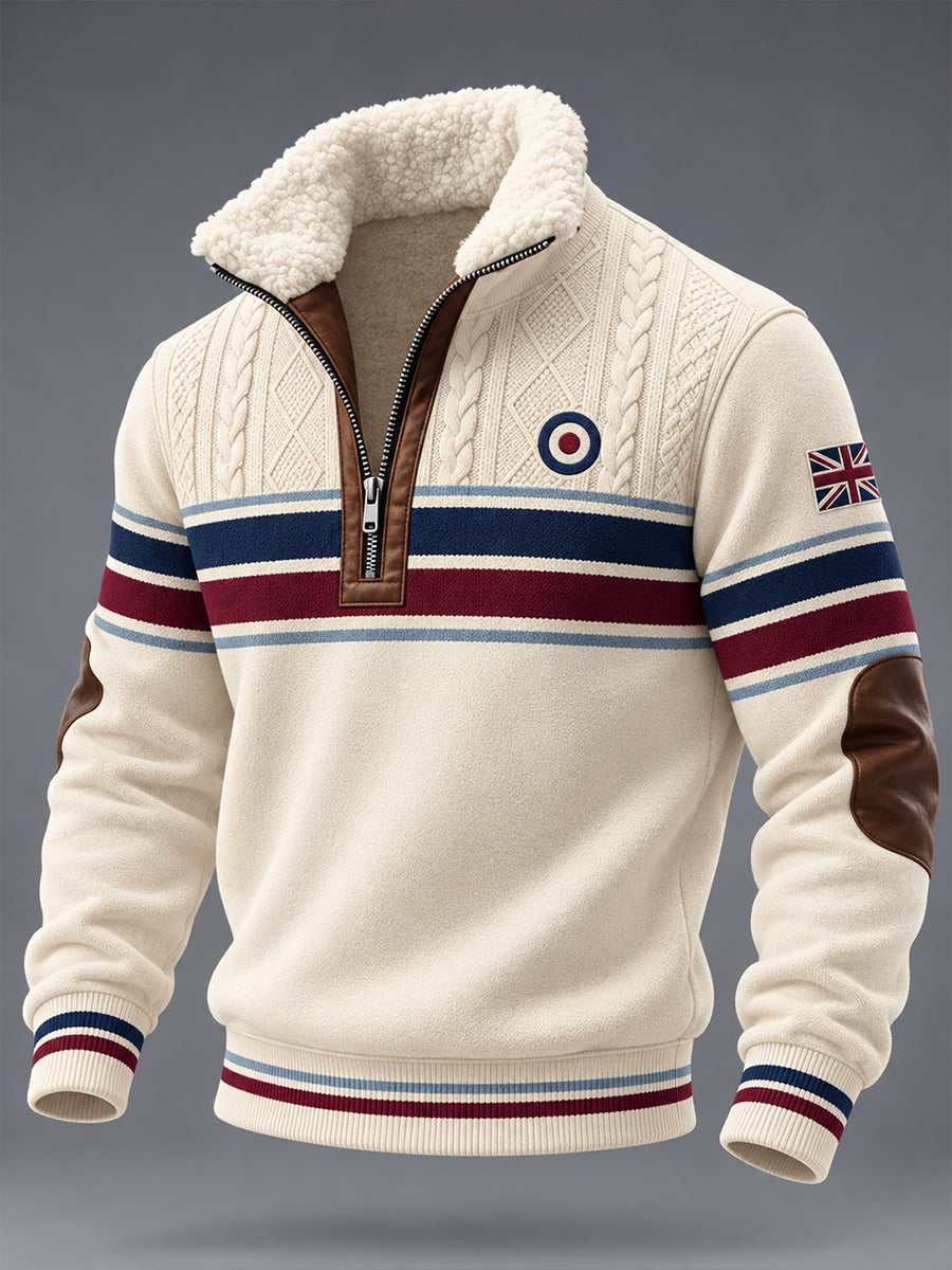Men's Fleece-Lined Turtleneck Sweatshirt With Modern Cultural Graphic Print