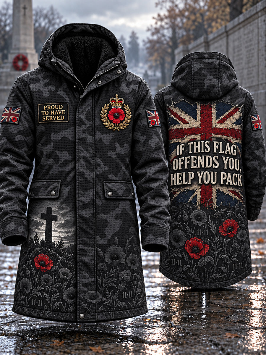 Men's Remembrance Day Lest We Forget Long Coat