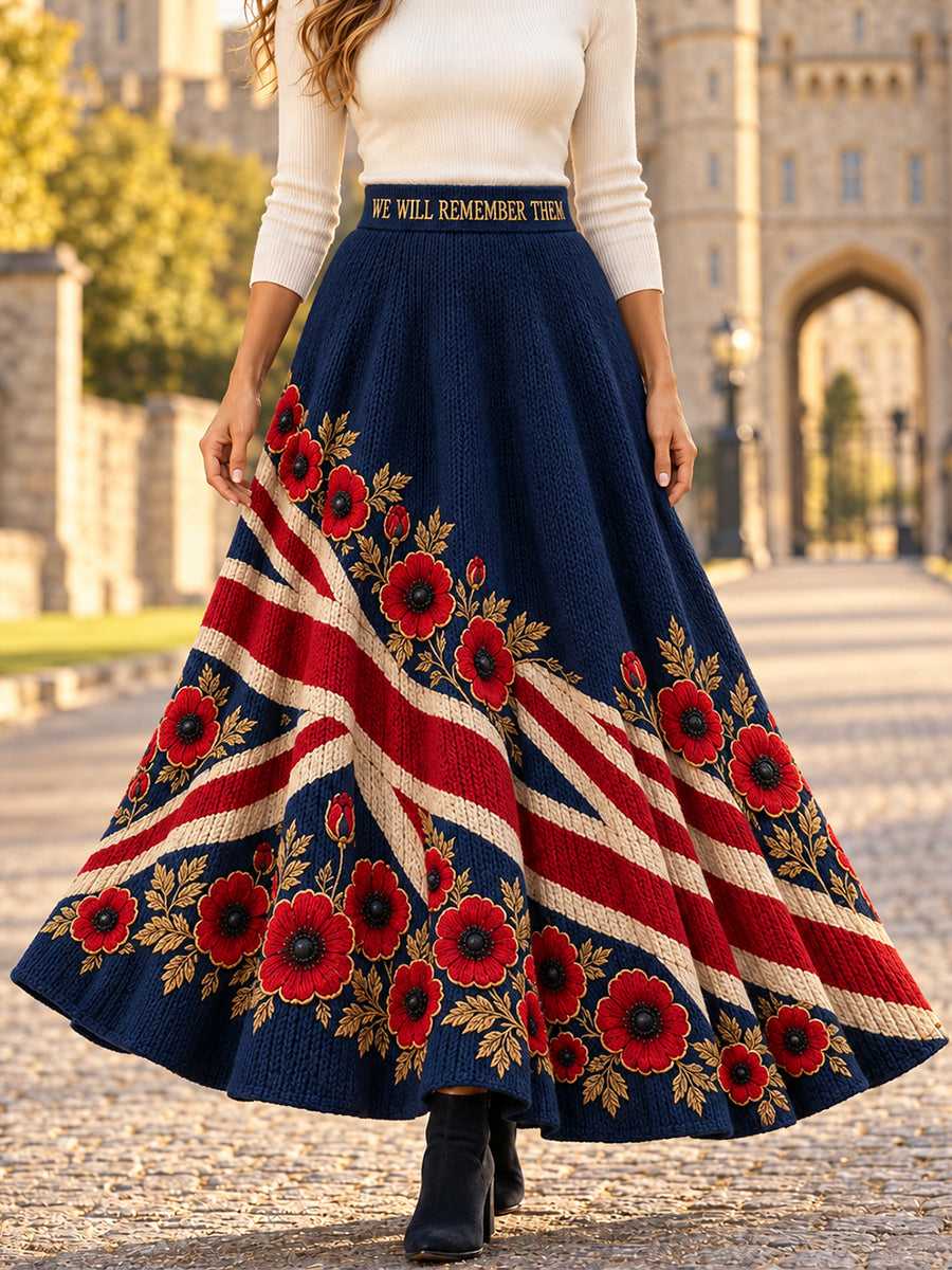 Women's Remembrance Day Lest We Forget Long Half Skirt