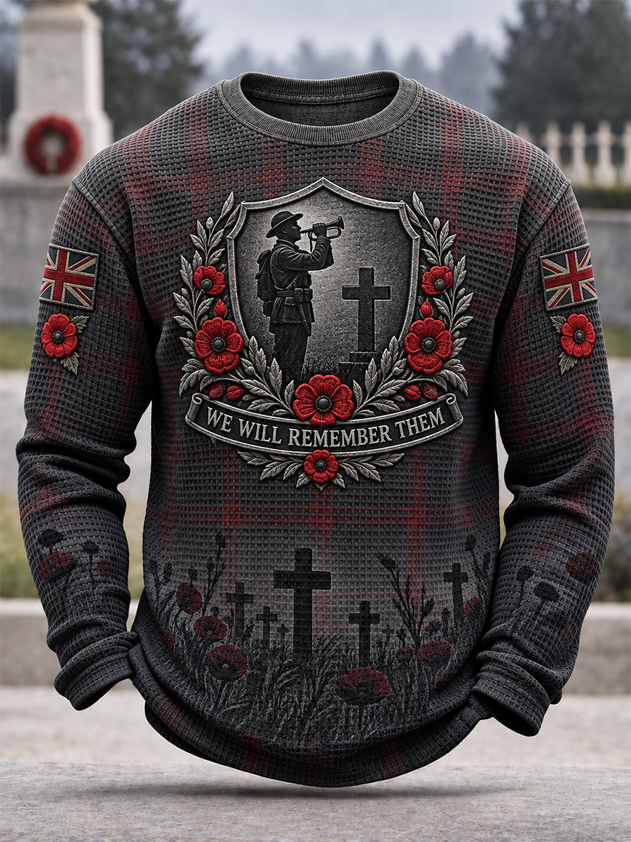 Men's Remembrance Day Lest We Forget Waffle Sweatshirt