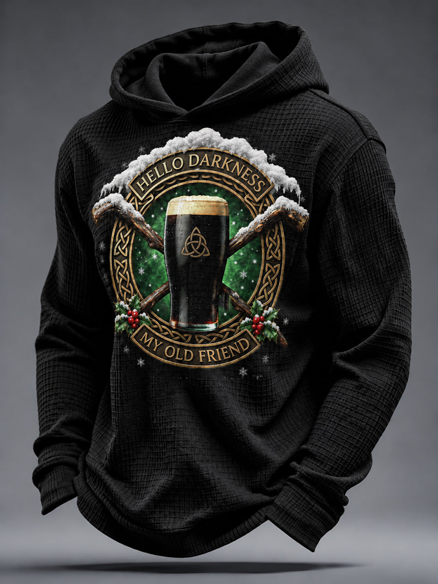 Men's Irish Christmas Print Waffle Hoodie