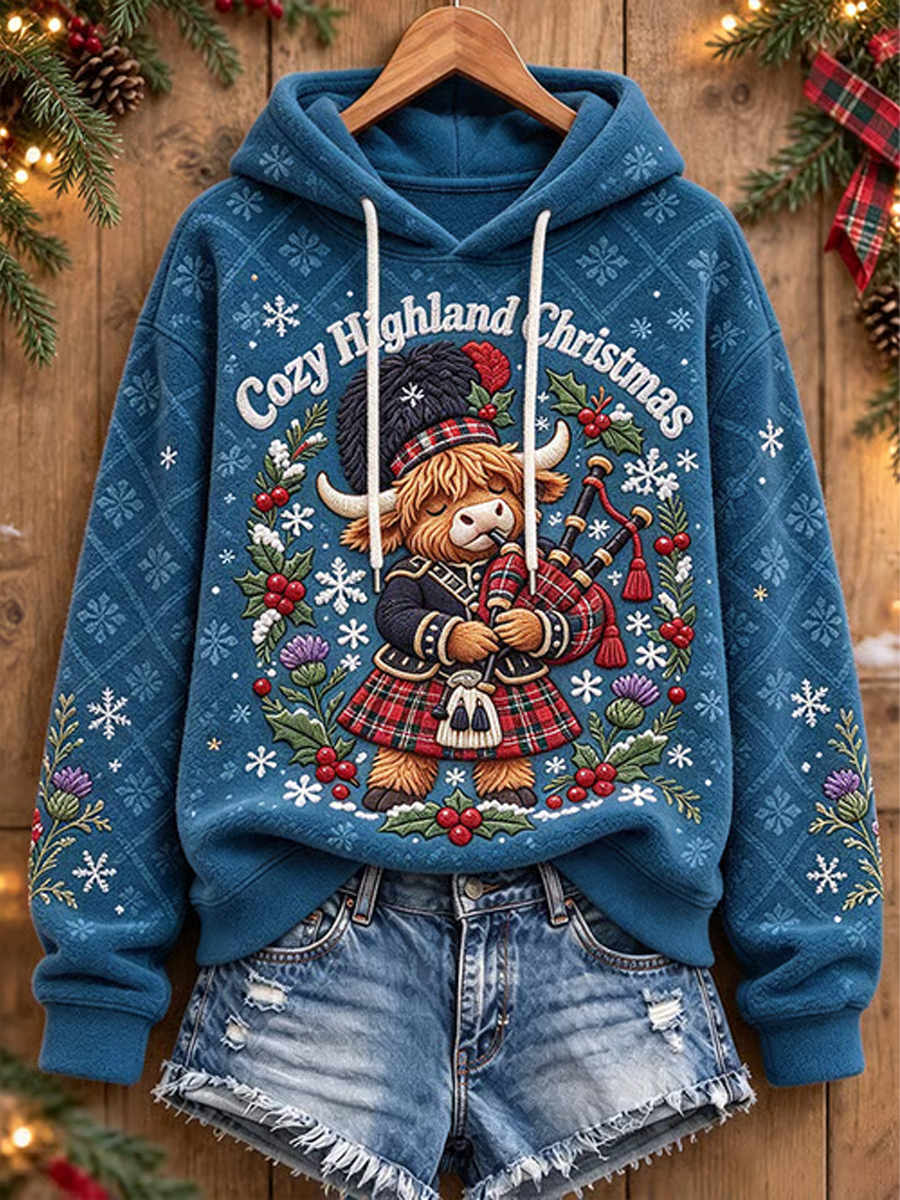 Women's Scottish Christmas Printed Regular Sweatshirt