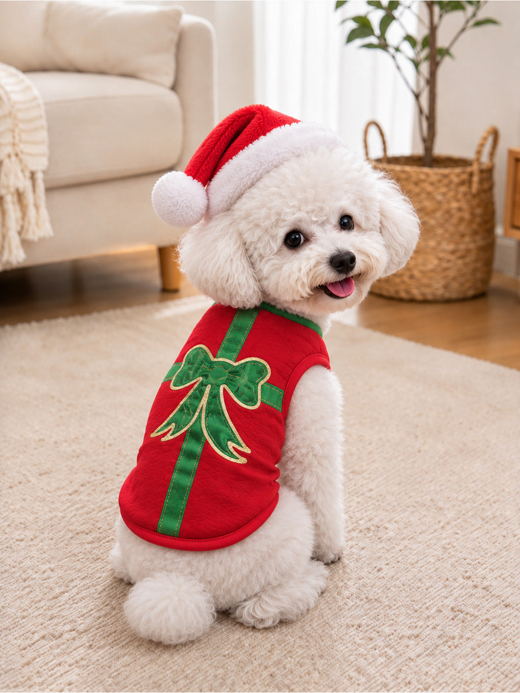 Christmas-themed pattern pet sleeveless vest