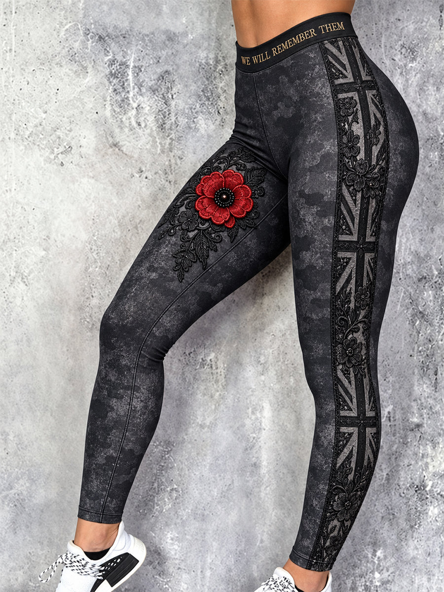 Women's Remembrance Day Lest We Forget Stretch Leggings