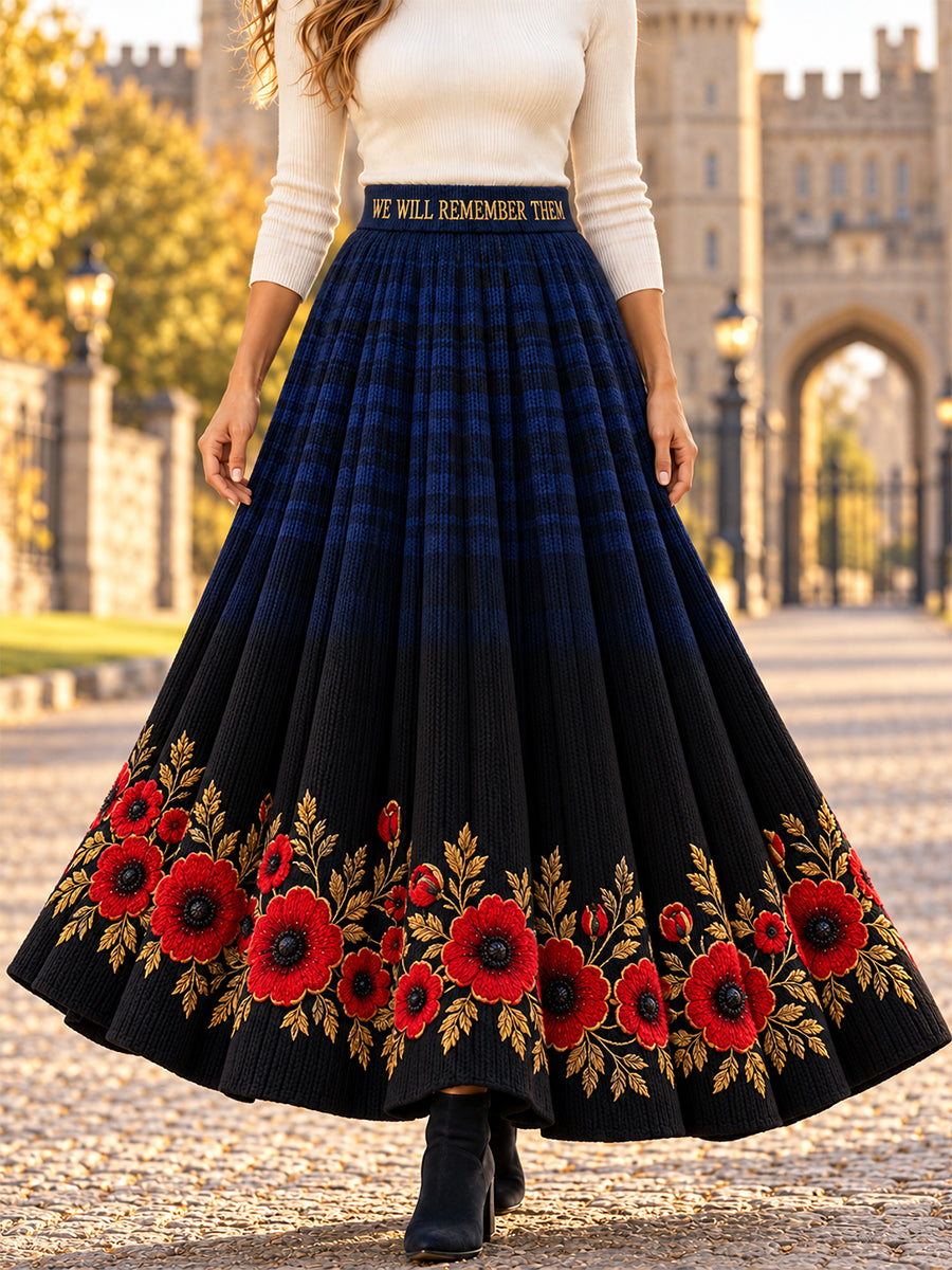 Women's Remembrance Day Lest We Forget Long Half Skirt