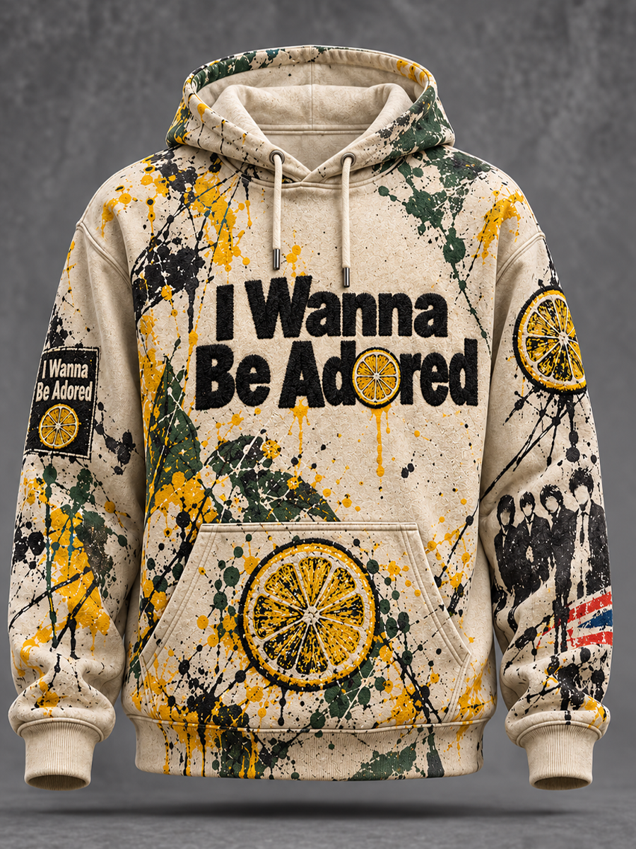 Men's Lemon Roses Music Lover Printed Hoodie with Pockets
