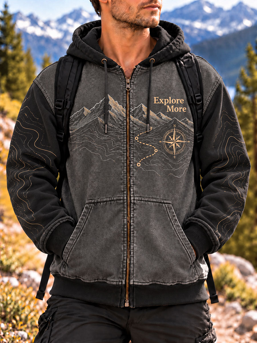 Men's Explore More Print Zip-Up Hoodie