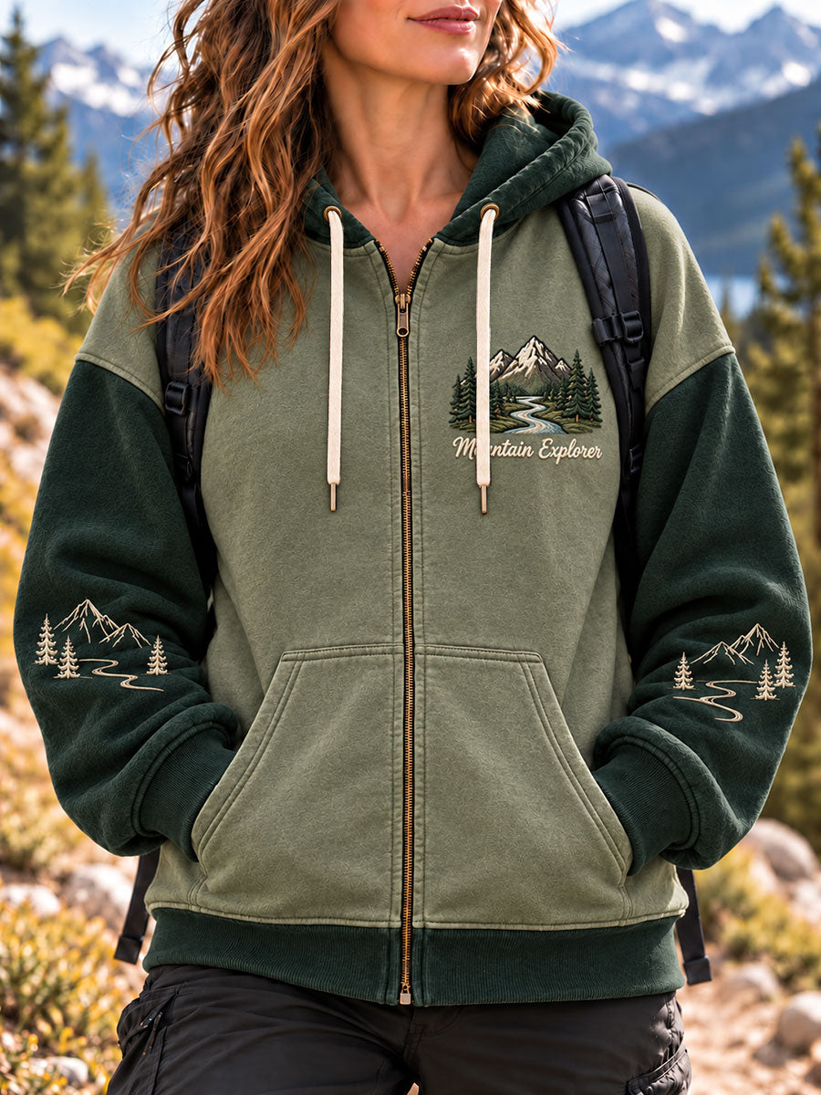 Women's Mountain Explorer Print Zip-Up Hoodie