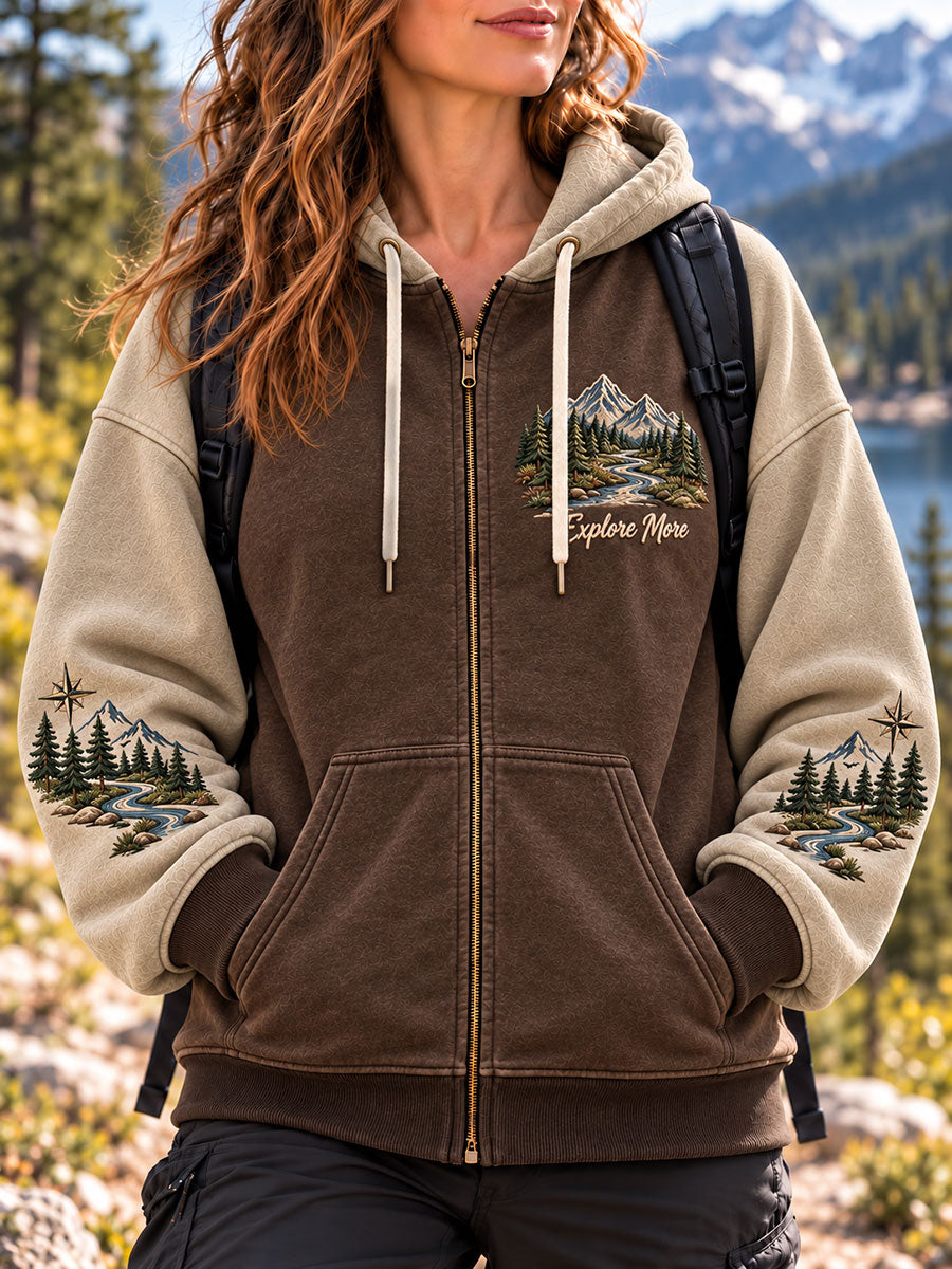Women's Explore More Print Zip-Up Hoodie