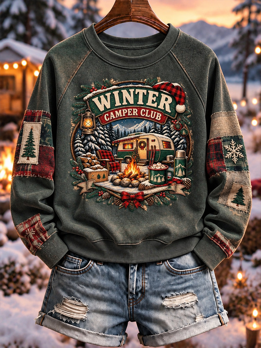 Women's Christmas Winter Camping Print Sweatshirt