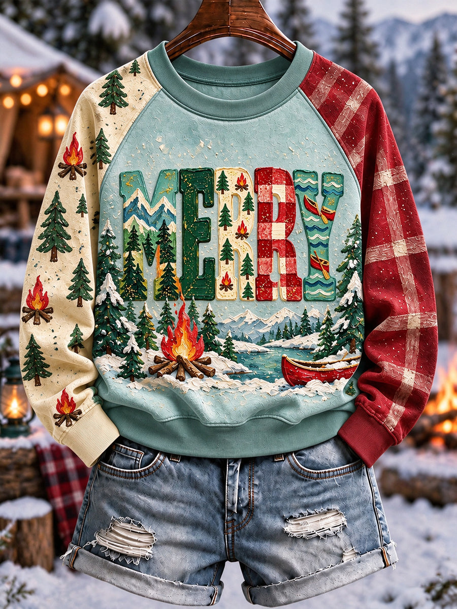 Women's Christmas Winter Camping Print Sweatshirt