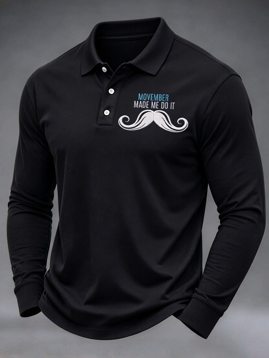 Men's Mustache Print Men's Health Support Graphic Shirt