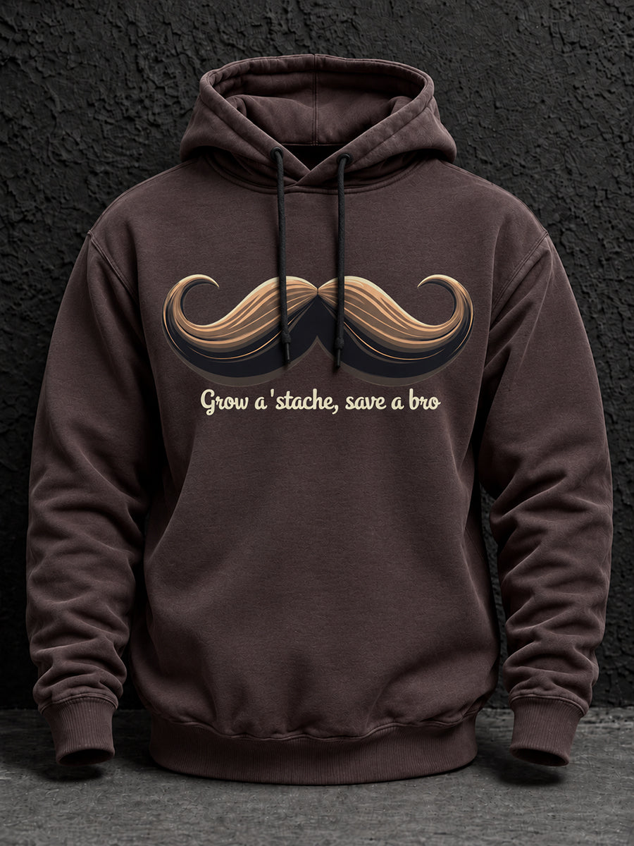 Men's Mustache Print Men's Health Support Graphic Hoodie