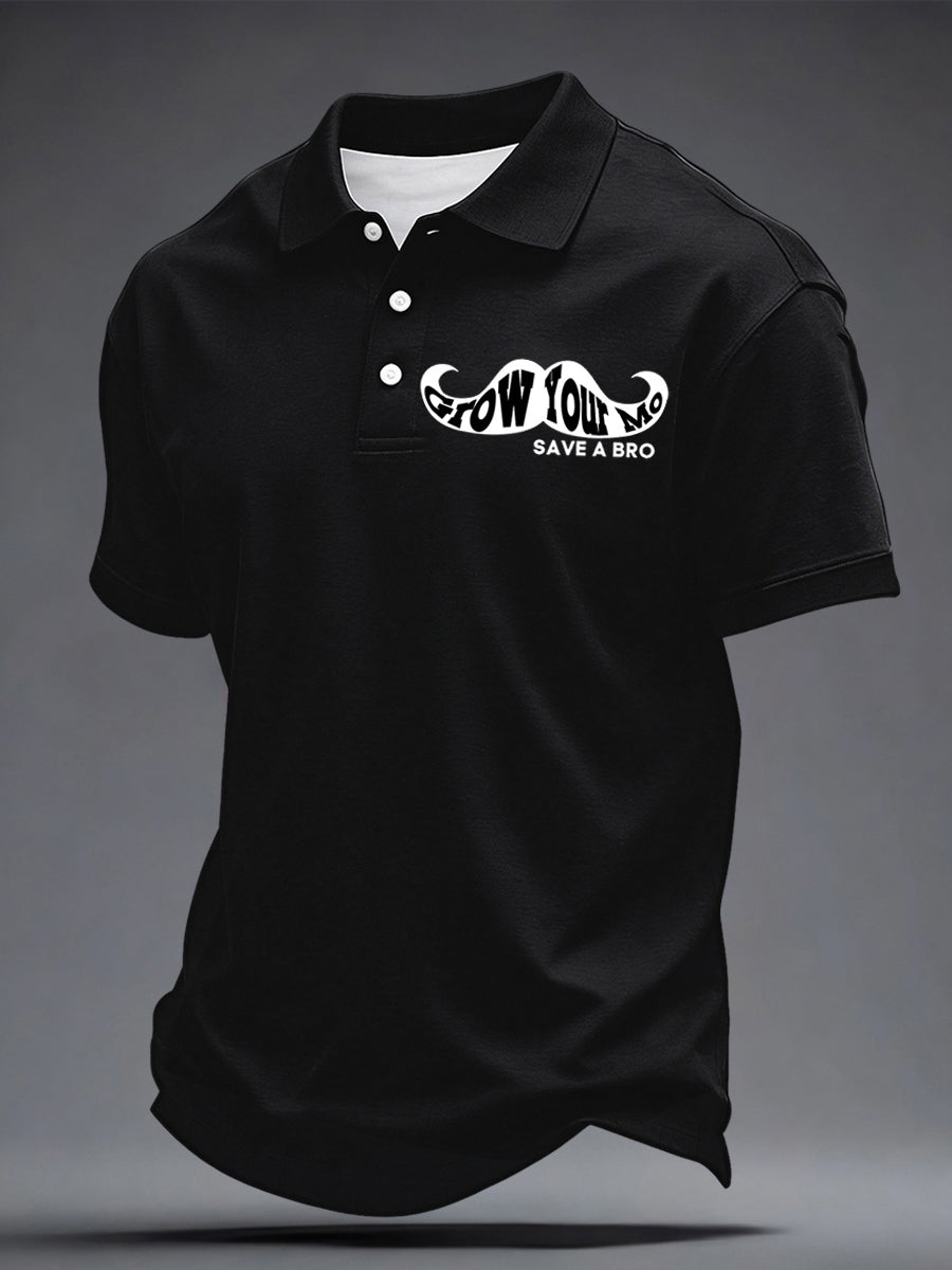 Men's Mustache Print Men's Health Support Graphic Shirt