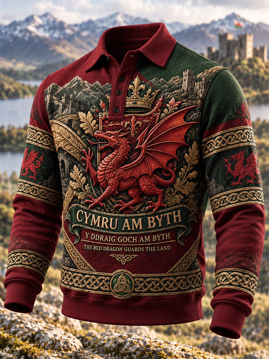 Men's Retro British Wales Printed Sweatshirt