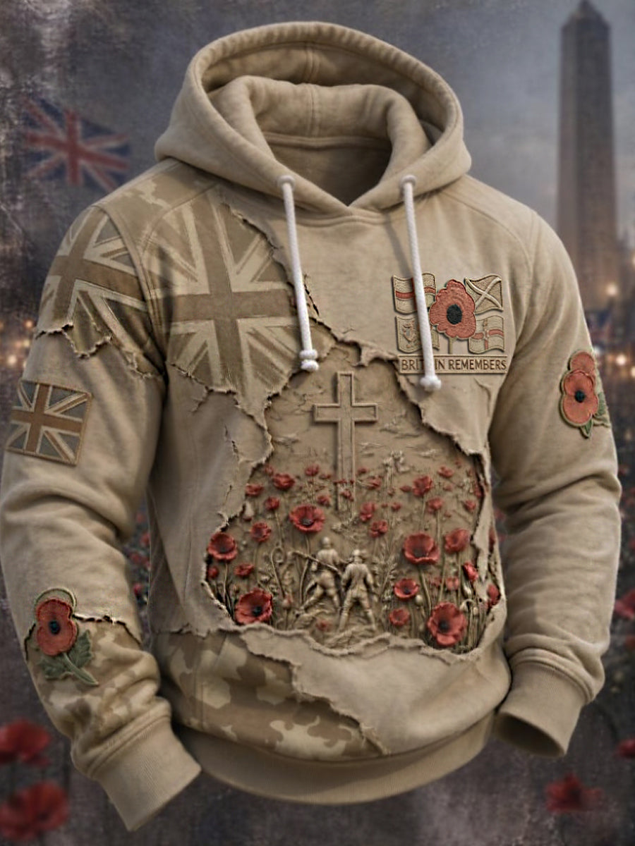 Men's Remembrance Day Lest We Forget Oversized Hoodie