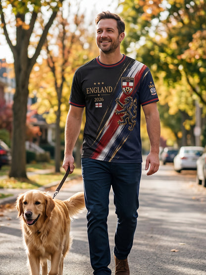 Retro England Football Fan Art Print Casual Jersey