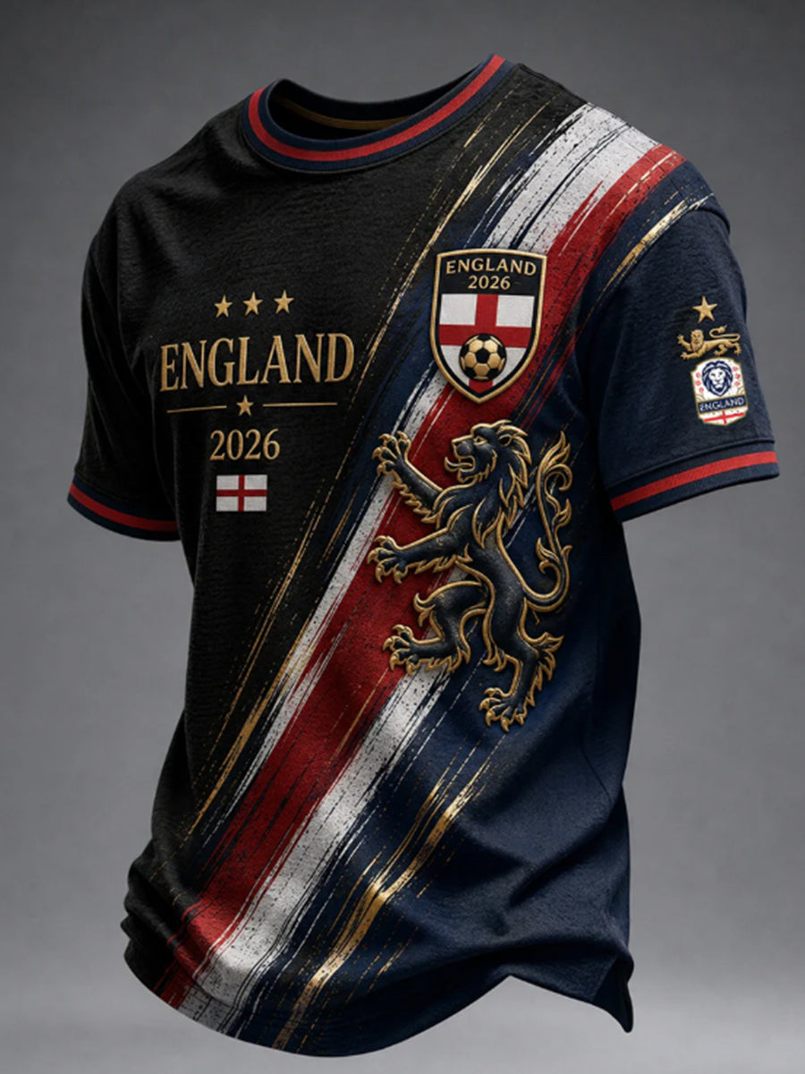 Retro England Football Fan Art Print Casual Jersey