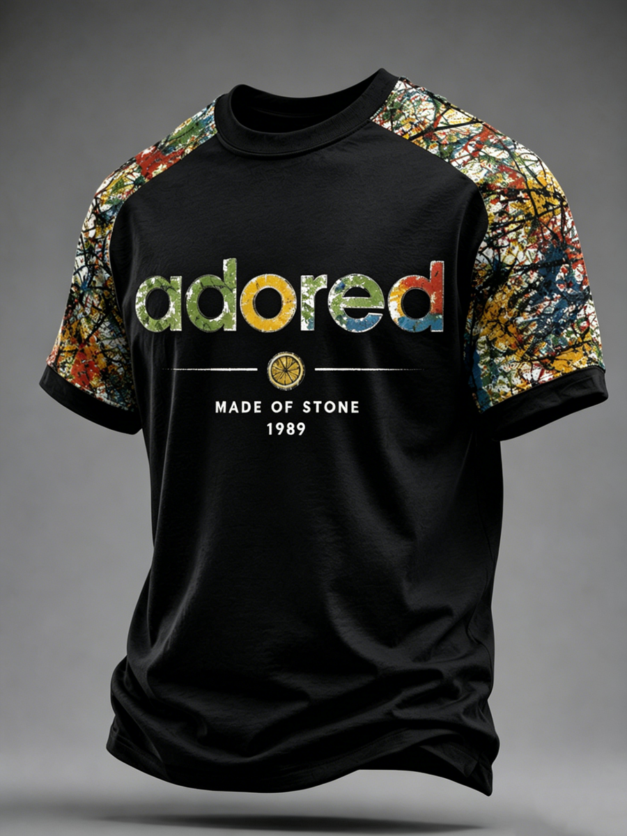 Men's Lemon Roses Music Lover Printed short sleeve t-shirt