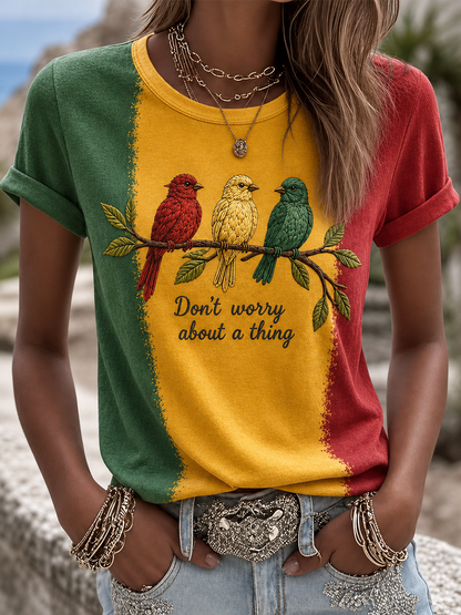 Women's 'Every Little Thing Is Gonna Be Alright' Printed Casual T-Shirt