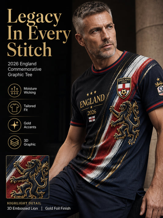 Retro England Football Fan Art Print Casual Jersey