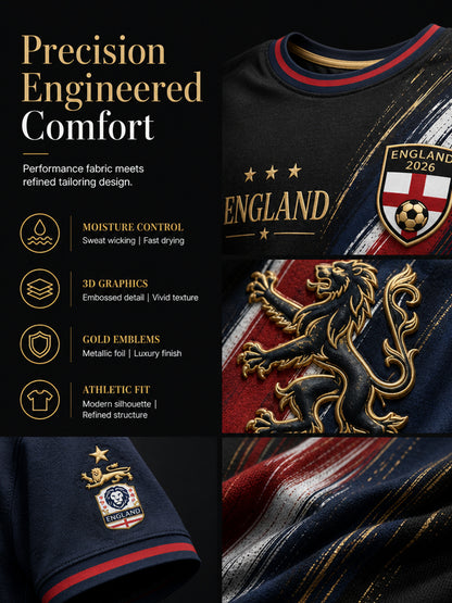 Retro England Football Fan Art Print Casual Jersey