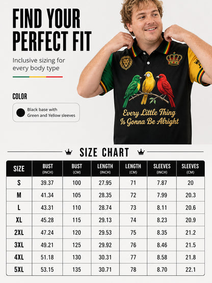 Vintage Every Little Thing Is Gonna Be Alright Casual Waffle-Weave Polo