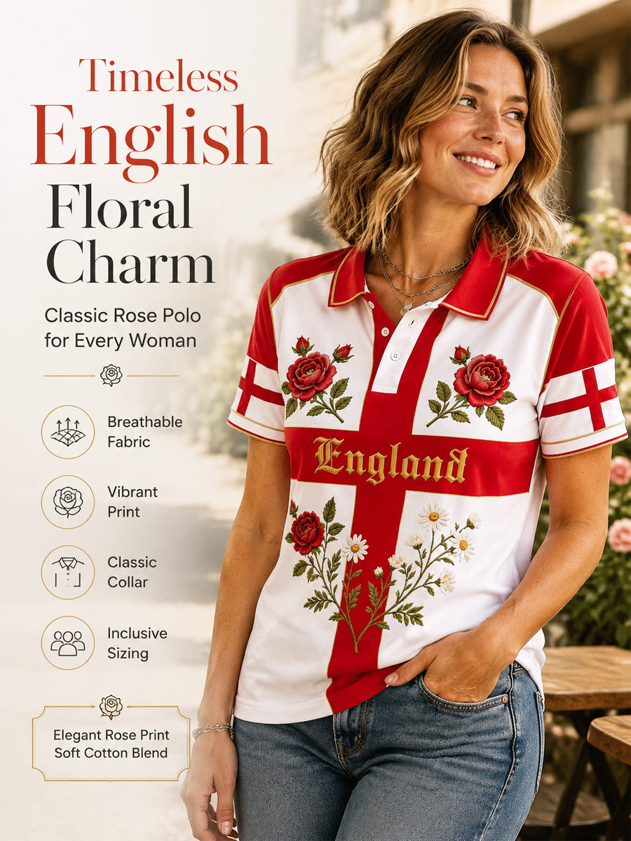 Women's England Football Polo T-Shirt