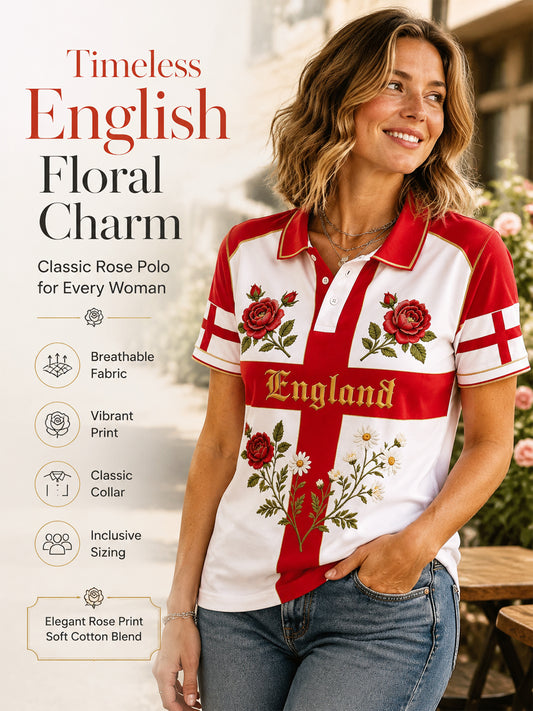 Women's England Football Polo T-Shirt