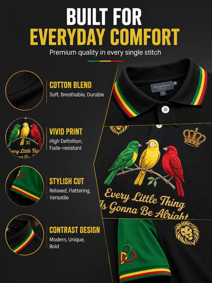 Vintage Every Little Thing Is Gonna Be Alright Casual Waffle-Weave Polo