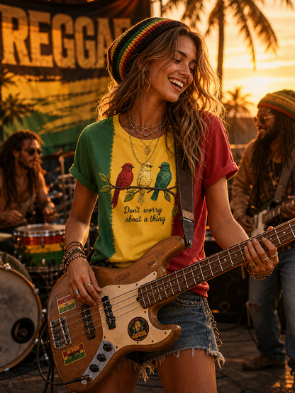 Women's 'Every Little Thing Is Gonna Be Alright' Printed Casual T-Shirt
