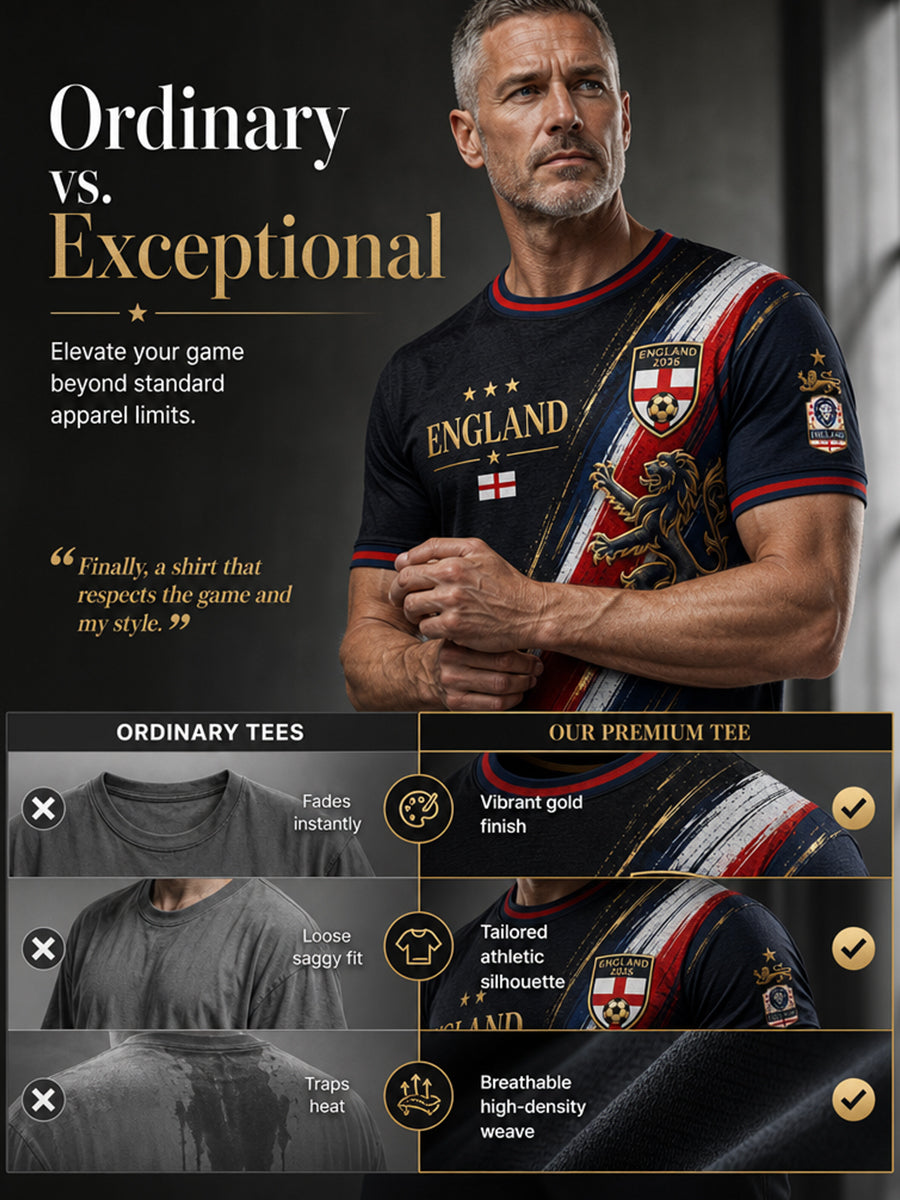 Retro England Football Fan Art Print Casual Jersey