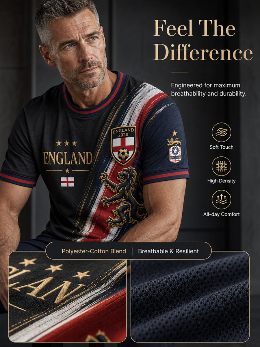 Retro England Football Fan Art Print Casual Jersey