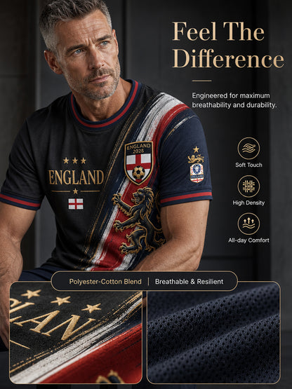 Retro England Football Fan Art Print Casual Jersey