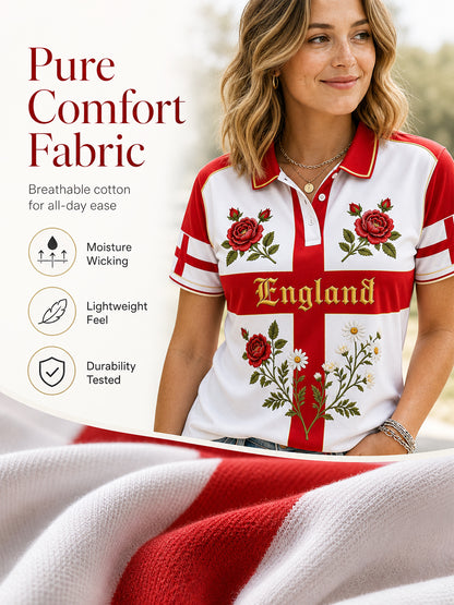 Women's England Football Polo T-Shirt