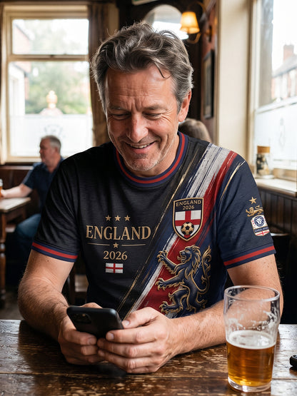 Retro England Football Fan Art Print Casual Jersey