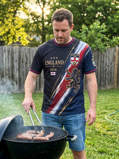 Retro England Football Fan Art Print Casual Jersey