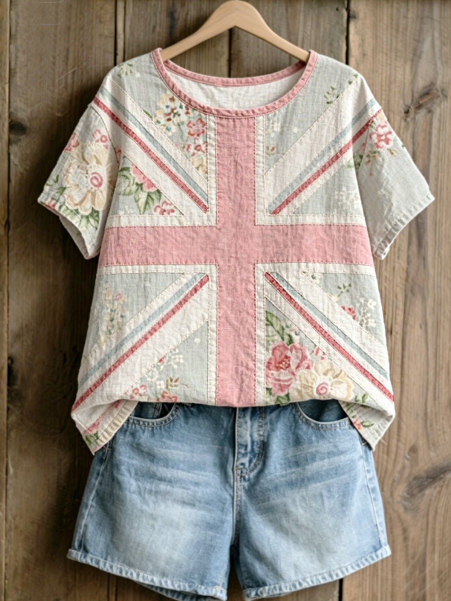 Women's linen short-sleeved T-shirt