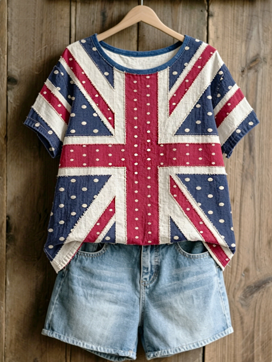 Women's linen short-sleeved T-shirt