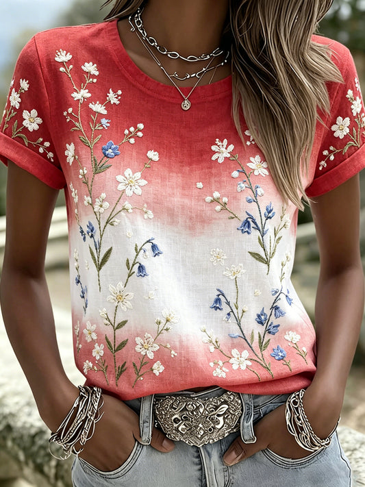 Women's Swiss Edelweiss Art Print Short-Sleeve T-Shirt