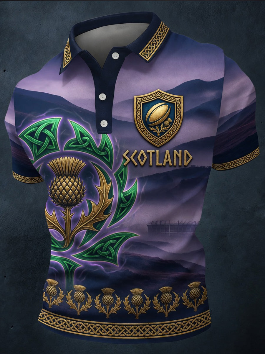 Retro Scottish Football Fan Art Print Casual Jersey