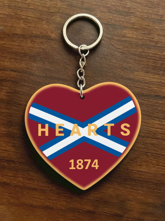 Maroon Hearts Football Lover Printed Keychain