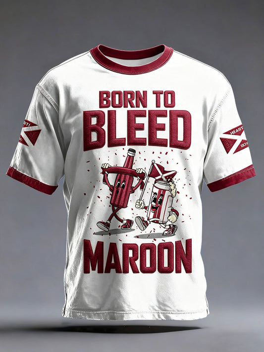 Men's Maroon Hearts Football Lover Printed T-shirt