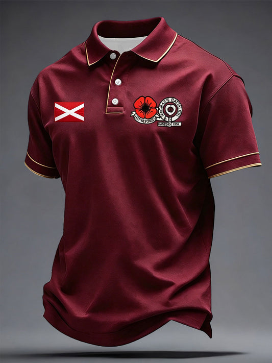Men's Maroon Hearts Football Lover McCrae's Battalion Printed Casual Tops