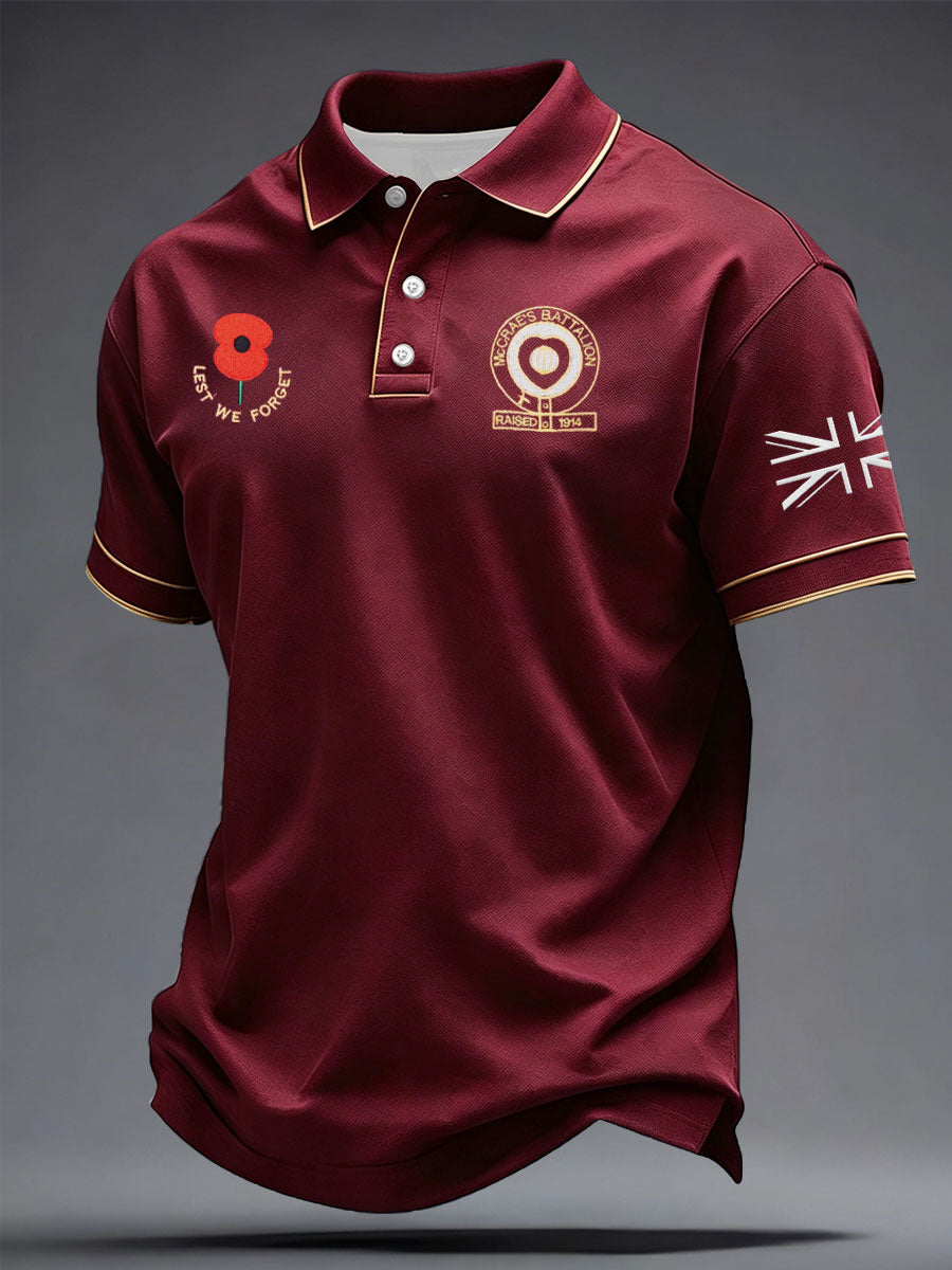 Men's Maroon Hearts Football Lover McCrae's Battalion Printed Casual Tops